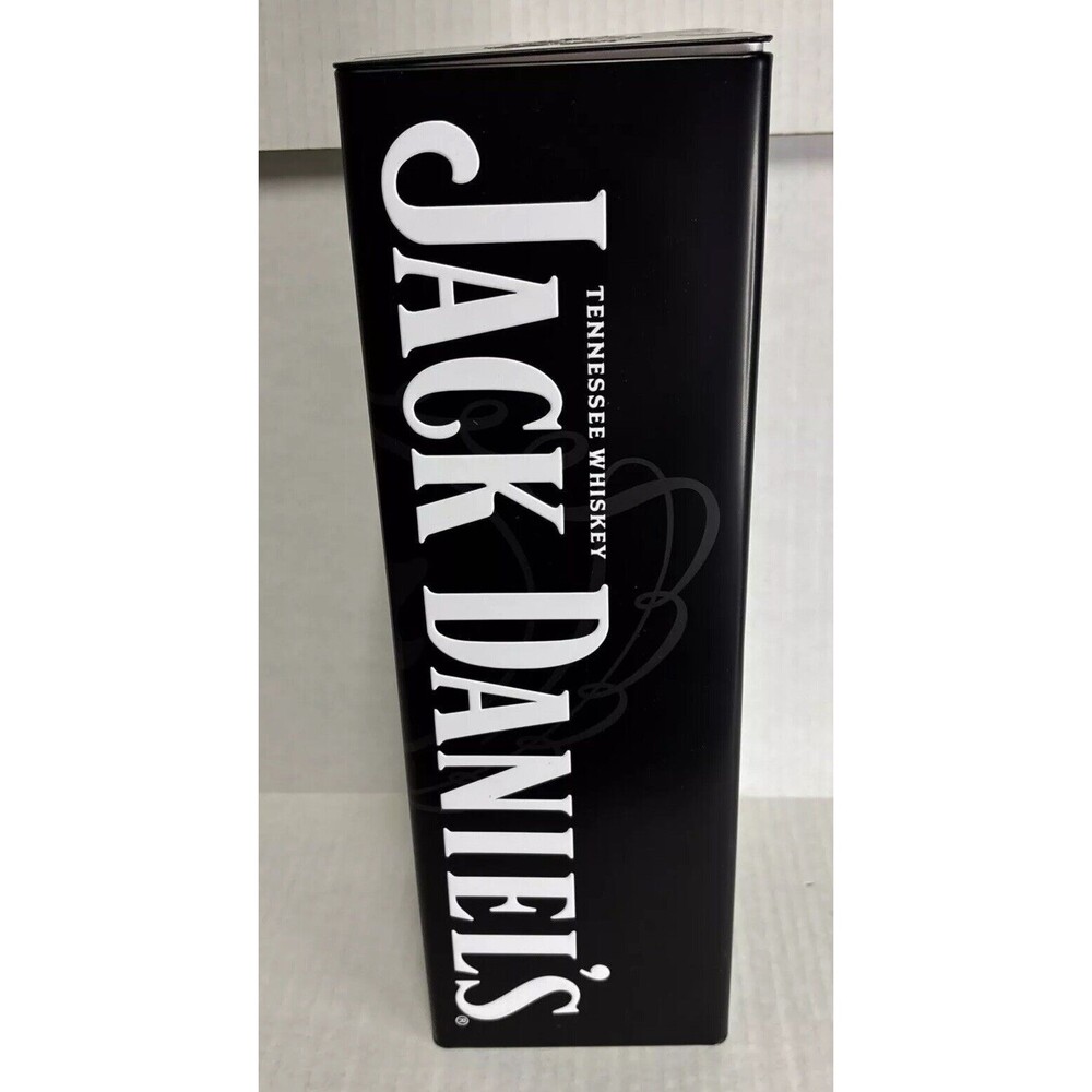 Jack Daniels EMPTY Tin/ Metal Box Tennessee Old No 7 Barware Decor Black/ White